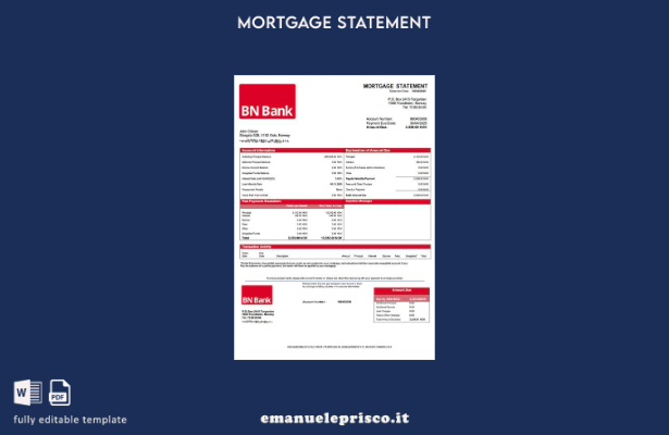 stile verificato Estratto conto ipotecario norvegese BN Bank Modello Word e mode